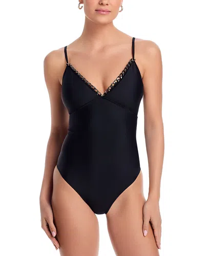 Kobi Halperin Rosalie Chain Trim One Piece Swimsuit In Black