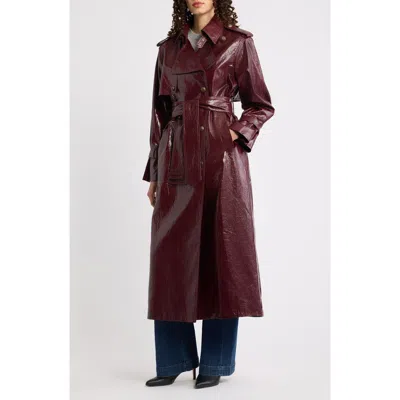 Kobi Halperin Rose Faux Leather Trench Coat In Garnet