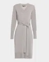 Kobi Halperin Russel Belted V-neck Sweater Dress In Gray