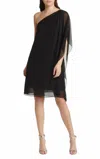 Kobi Halperin Sabrina Chiffon One Shoulder Cocktail Dress In Black In Black