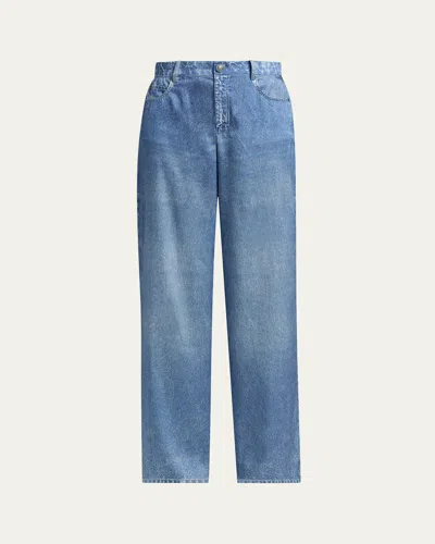 Kobi Halperin Sage Denim-print Wide-leg Pants In Light Indigo