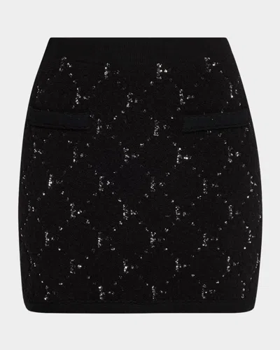 Kobi Halperin Salem Sequin-embellished Fuzzy Knit Mini Skirt In Black