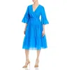 Kobi Halperin Sasha Womens Bell Sleeve Calf Midi Dress In Blue