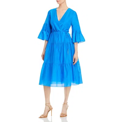 Kobi Halperin Sasha Womens Bell Sleeve Calf Midi Dress In Blue