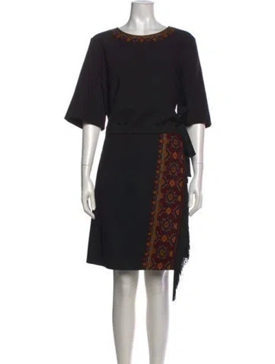 Pre-owned Kobi Halperin Scoop Neck Knee-length Dress In Black