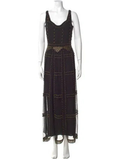 Pre-owned Kobi Halperin Scoop Neck Long Dress In Black