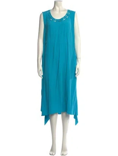 Pre-owned Kobi Halperin Scoop Neck Midi Length Dress In Blue