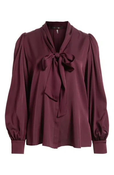 Kobi Halperin Selena Silk Pussy Bow Blouse In Burgundy