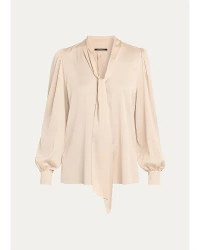 Kobi Halperin Selena Stretch-silk Tieneck Blouse In Neutral
