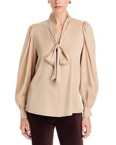 Kobi Halperin Selena Tie Neck Silk-blend Blouse In Brown