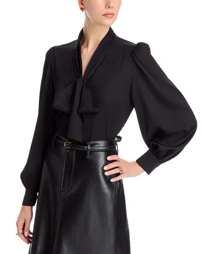Kobi Halperin Selena Tie Neck Silk-blend Blouse In Black