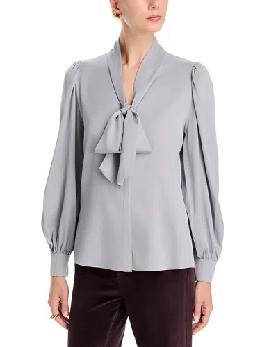 Kobi Halperin Selena Tie Neck Silk-blend Blouse In Gray
