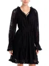 Kobi Halperin Senna Womens Lace Ruffled Shift Dress In Black