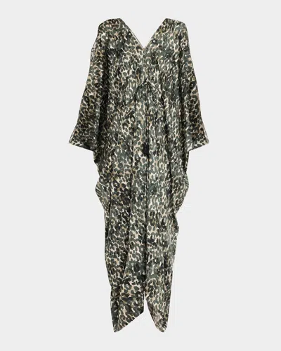 KOBI HALPERIN SHALEV LEOPARD SATIN MAXI DRESS
