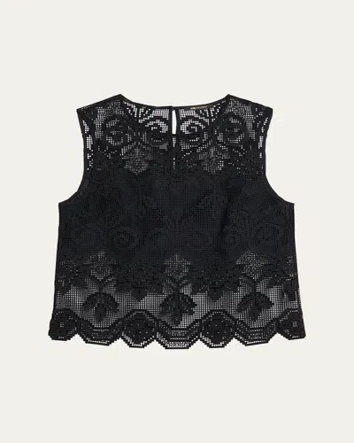 KOBI HALPERIN SHELLY SCALLOPED PIXEL FLORAL LACE BLOUSE