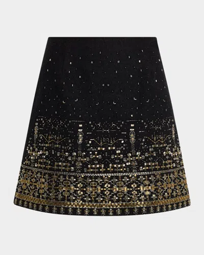 KOBI HALPERIN SHEYLA BEADED STRAIGHT WOOL MINI SKIRT