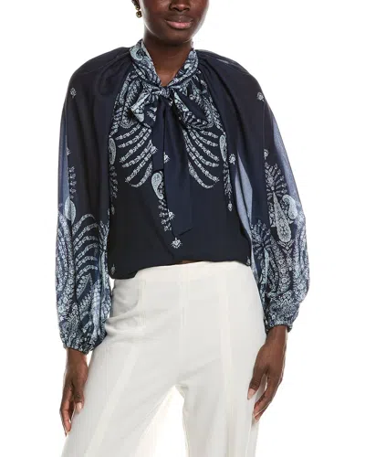 Kobi Halperin Shiloh Print Chiff Blouse In Black