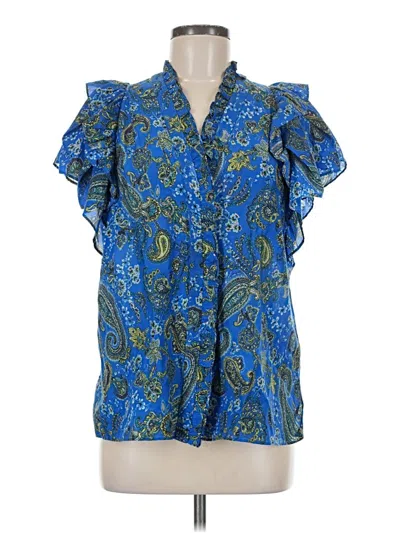 Pre-owned Kobi Halperin Short Sleeve Blouse In Blue