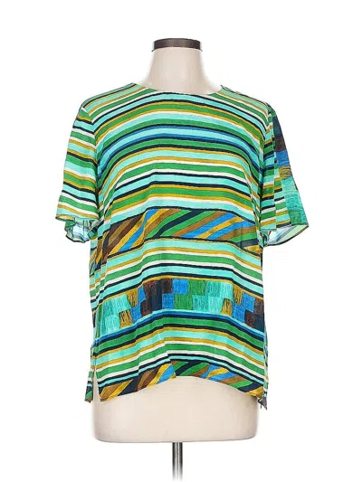 Pre-owned Kobi Halperin Short Sleeve Silk Top Green Square Neckline Tops