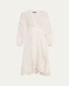 Kobi Halperin Sigal Embroidered Lace-inset Midi Wrap Dress In White