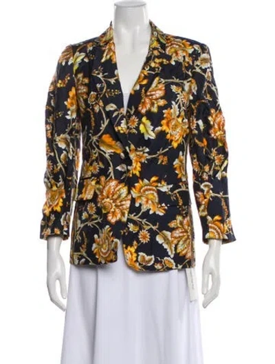 Pre-owned Kobi Halperin Silk Floral Print Blazer In Multi