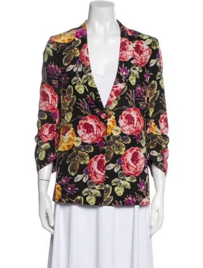 Pre-owned Kobi Halperin Silk Floral Print Blazer In Multi