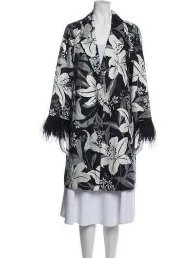 Pre-owned Kobi Halperin Silk Floral Print Coat In Black