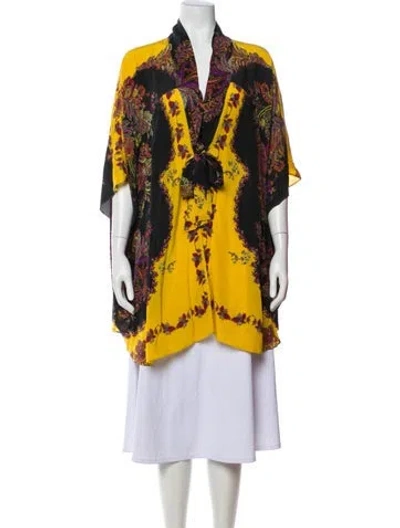 Pre-owned Kobi Halperin Silk Floral Print Jacket In Yellow