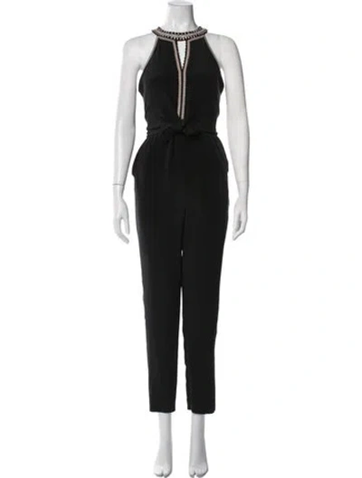 Pre-owned Kobi Halperin Silk Halterneck Jumpsuit In Black