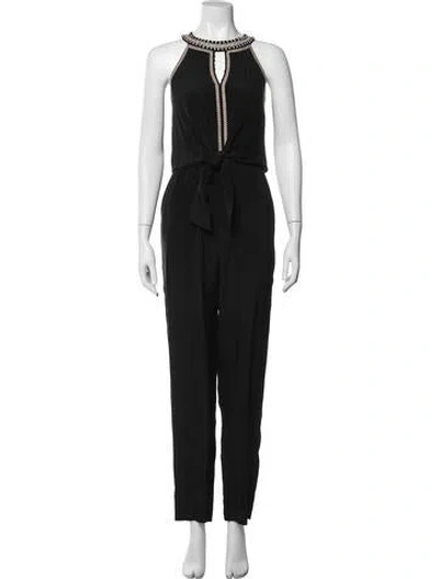 Pre-owned Kobi Halperin Silk Halterneck Jumpsuit W/ Tags In Black/blue