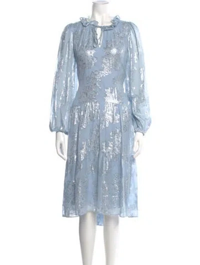Pre-owned Kobi Halperin Silk Midi Length Dress In Blue