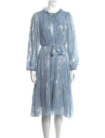 Pre-owned Kobi Halperin Silk Midi Length Dress In Blue