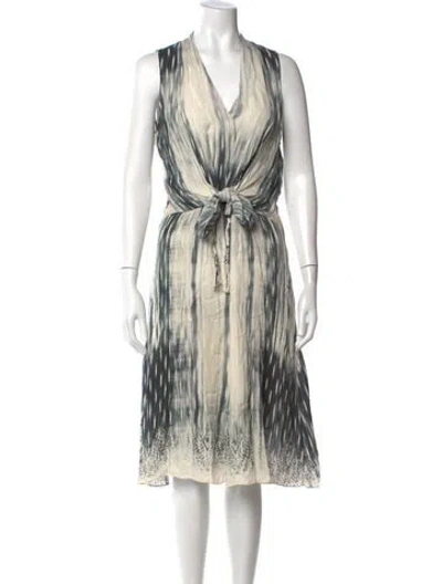 Pre-owned Kobi Halperin Silk Midi Length Dress In Blue/white