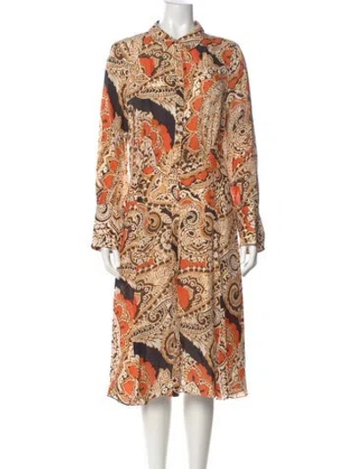 Pre-owned Kobi Halperin Silk Midi Length Dress In Orange