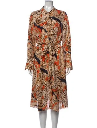 Pre-owned Kobi Halperin Silk Midi Length Dress In Orange