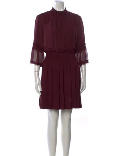 Pre-owned Kobi Halperin Silk Mini Dress In Burgundy
