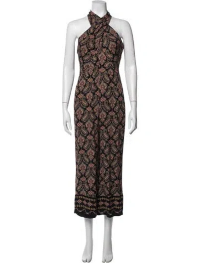 Pre-owned Kobi Halperin Silk Paisley Print Jumpsuit W/ Tags In Black