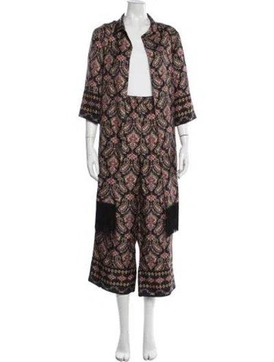 Pre-owned Kobi Halperin Silk Paisley Print Pant Set In Multi