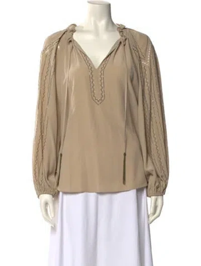 Pre-owned Kobi Halperin Silk V-neck Sweater W/ Tags In Neutral
