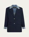 Kobi Halperin Silva Single-breasted Mixed Media Jacket In Blue