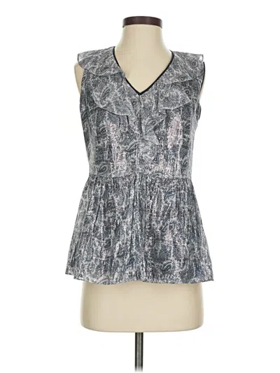 Pre-owned Kobi Halperin Sleeveless Silk Top Gray Plunge Neckline Tops
