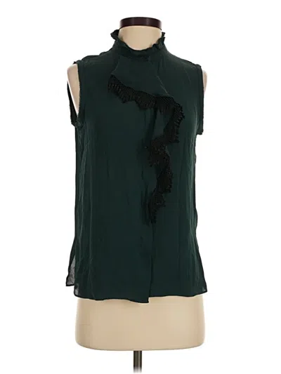 Pre-owned Kobi Halperin Sleeveless Silk Top Green High Neck Tops