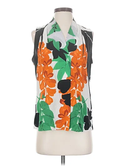Pre-owned Kobi Halperin Sleeveless Silk Top Orange Halter Neckline Tops