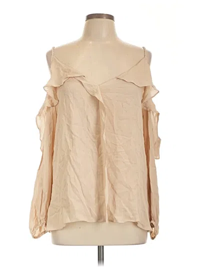 Pre-owned Kobi Halperin Sleeveless Silk Top Tan Cold Shoulder Neckline Tops