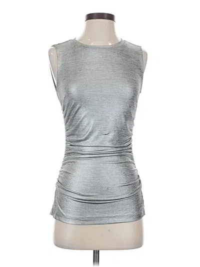 Pre-owned Kobi Halperin Sleeveless Top Silver Solid Pattern Crew Neck Tops
