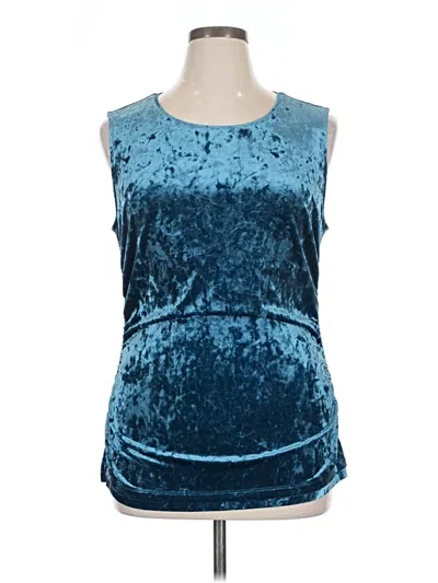 Pre-owned Kobi Halperin Sleeveless Top Teal Scoop Neck Tops In Blue