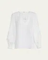 Kobi Halperin Soraya Sequin Embroidered Linen Blouse In White
