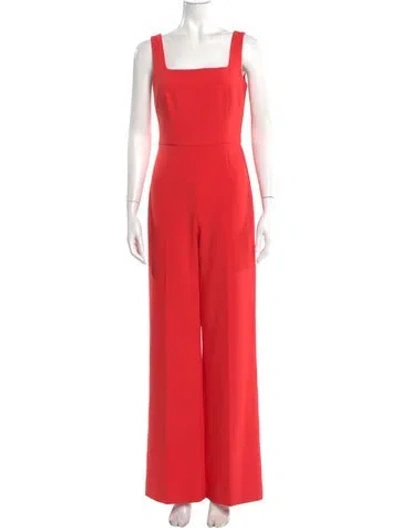 Pre-owned Kobi Halperin Square Neckline Jumpsuit In Red