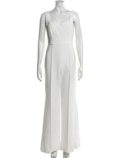 Pre-owned Kobi Halperin Square Neckline Jumpsuit In White