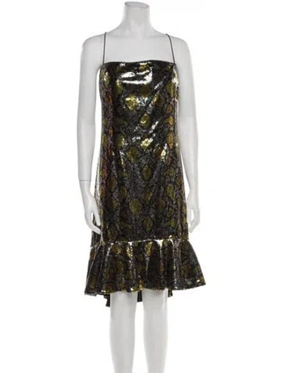 Pre-owned Kobi Halperin Square Neckline Midi Length Dress W/ Tags In Gold